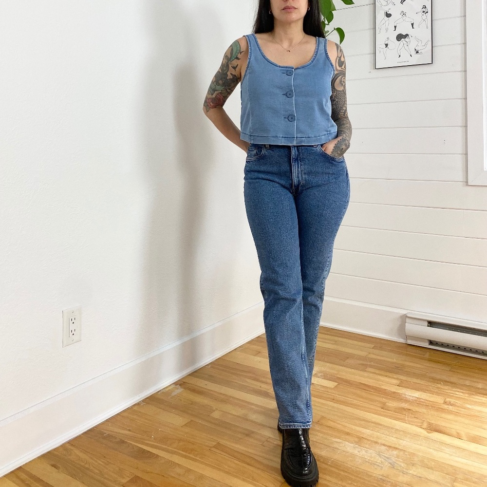 & Other Stories Medium Blue High-Rise Straight Jeans